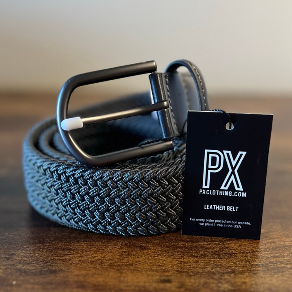 PX Clothing Reid Stretch Belt 30 Men Charcoal Gray Braided Leather Versatile New